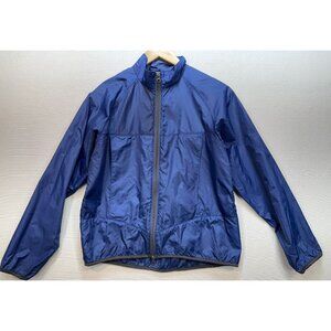 Lands End Womens Windbreaker Jacket Long Sleeve Size Small Navy Plain Full Zip